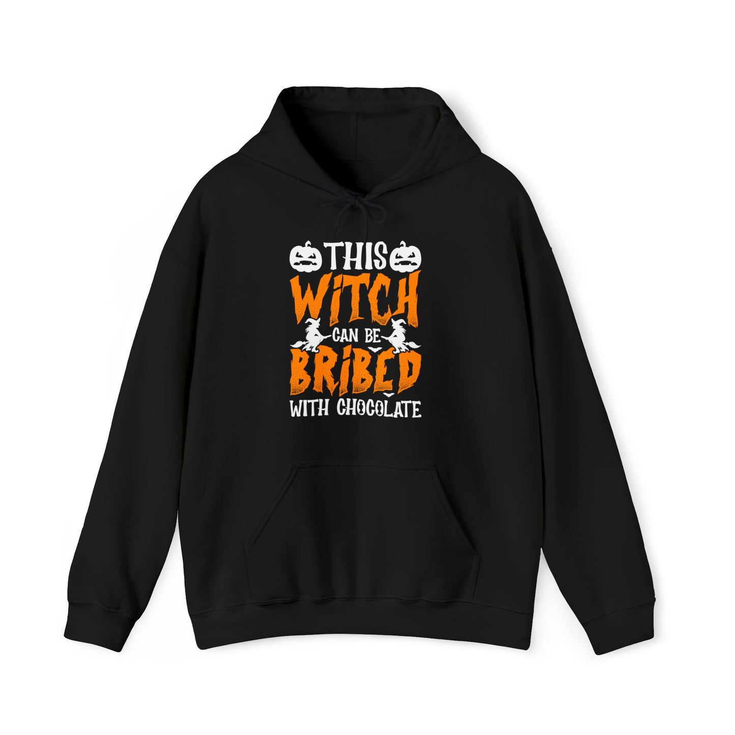 This Witch Can Be Bribed with Chocolate - Unisex Heavy Blend™ Hooded Sweatshirt - Ohio Custom Designs & Apparel LLC
