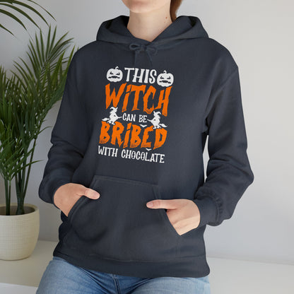 This Witch Can Be Bribed with Chocolate - Unisex Heavy Blend™ Hooded Sweatshirt - Ohio Custom Designs & Apparel LLC