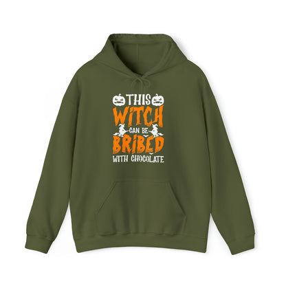 This Witch Can Be Bribed with Chocolate - Unisex Heavy Blend™ Hooded Sweatshirt - Ohio Custom Designs & Apparel LLC