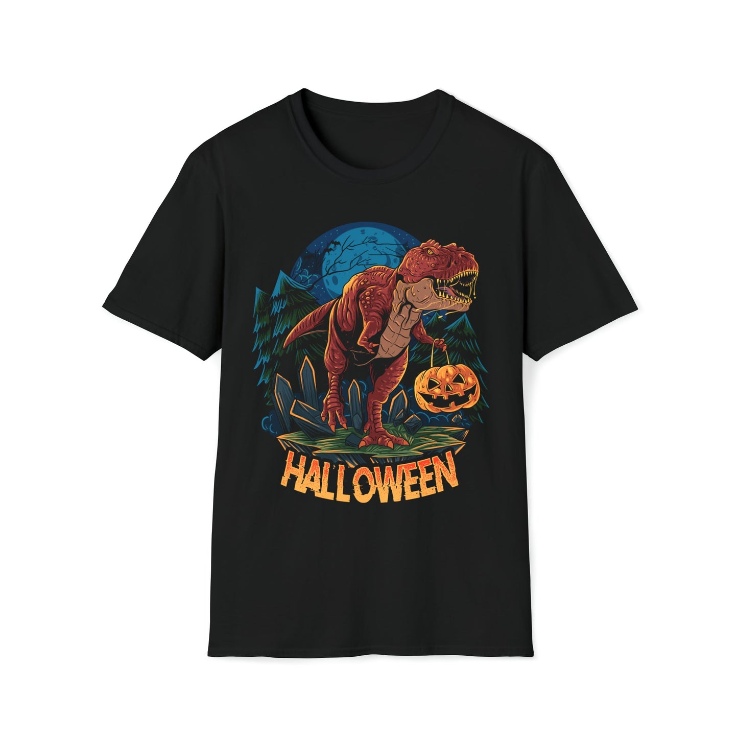 Trick-or-T-Rex Halloween Fun - Unisex Softstyle T-Shirt - Ohio Custom Designs & Apparel LLC