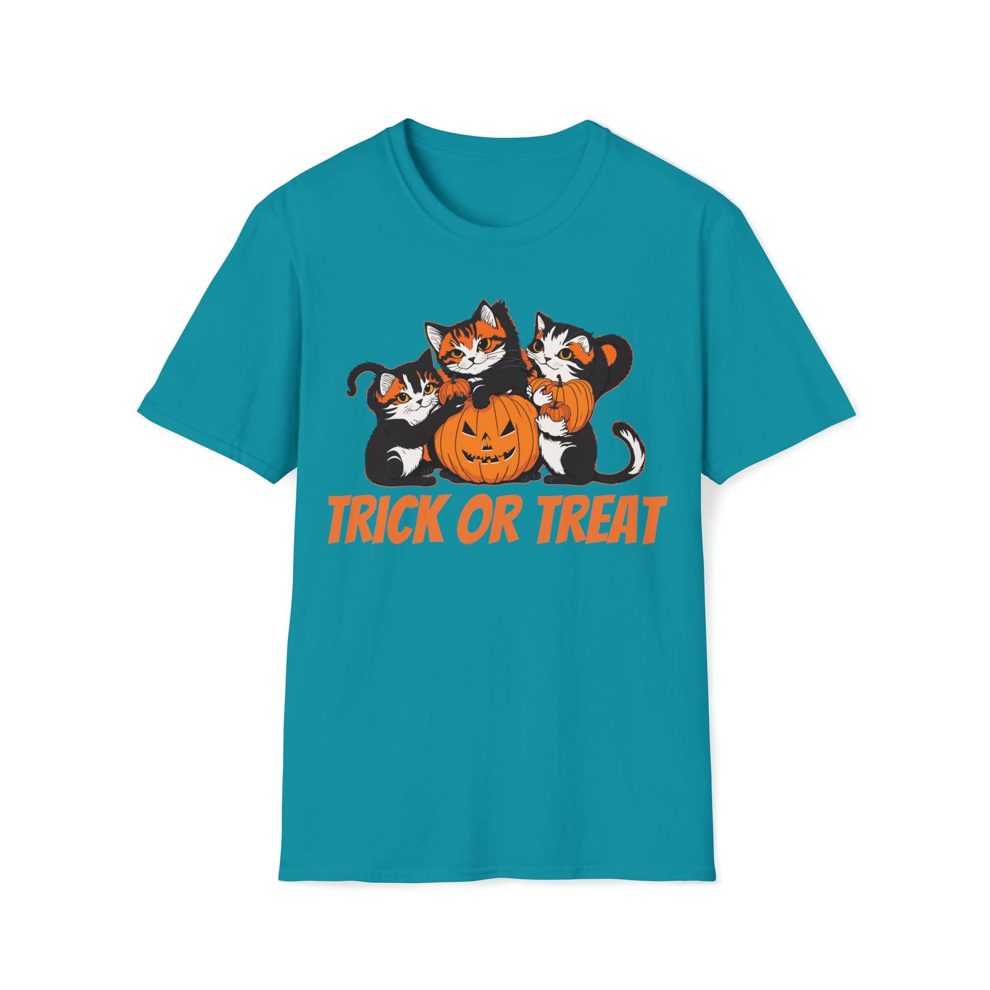 Trick or Treat Kitties - Unisex Softstyle T-Shirt - Ohio Custom Designs & Apparel LLC