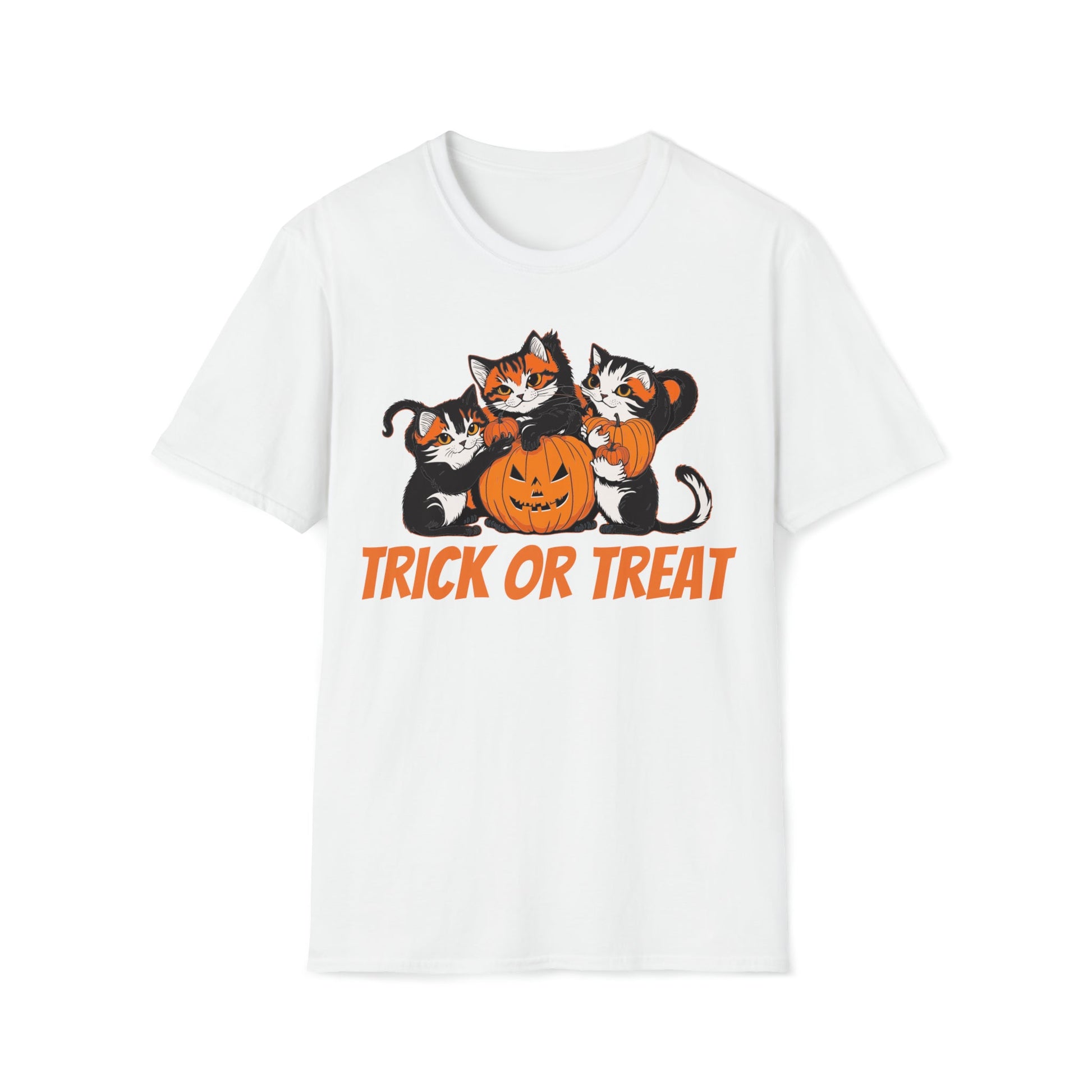 Trick or Treat Kitties - Unisex Softstyle T-Shirt - Ohio Custom Designs & Apparel LLC