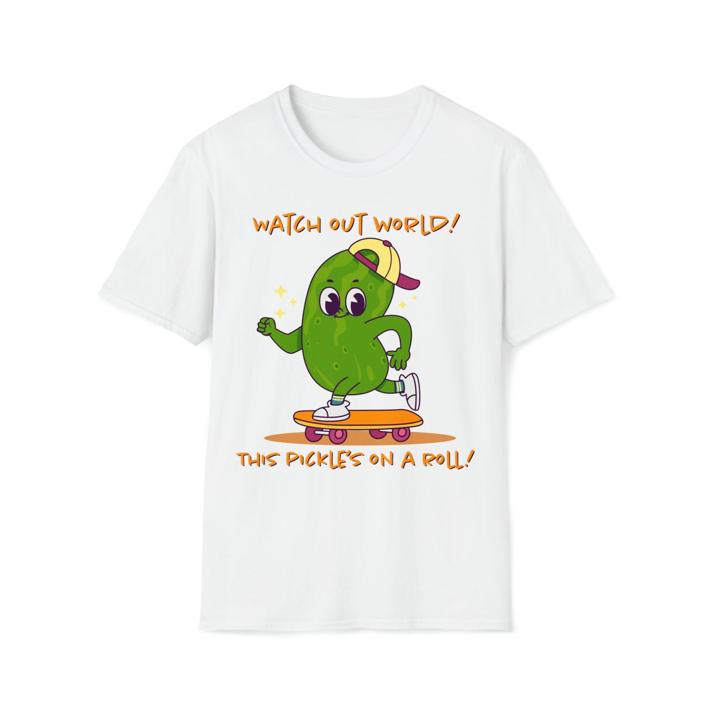 Watch out World! This Pickle's on a Roll! - Unisex Softstyle T-Shirt - Ohio Custom Designs & Apparel LLC